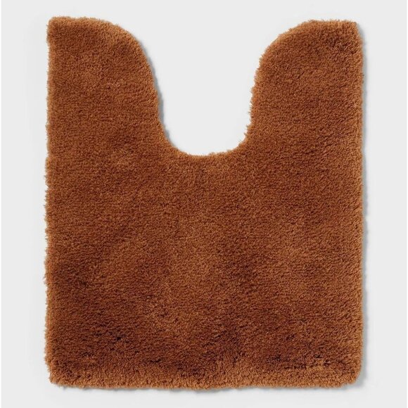 Threshold Spa Plush Caramel Contour Around the Toilet Non Skid Bath Rug Mat - Picture 2 of 6